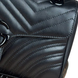 Gucci Black Leather GG Logo Marmont Noir Matelasse Shoulder Bag