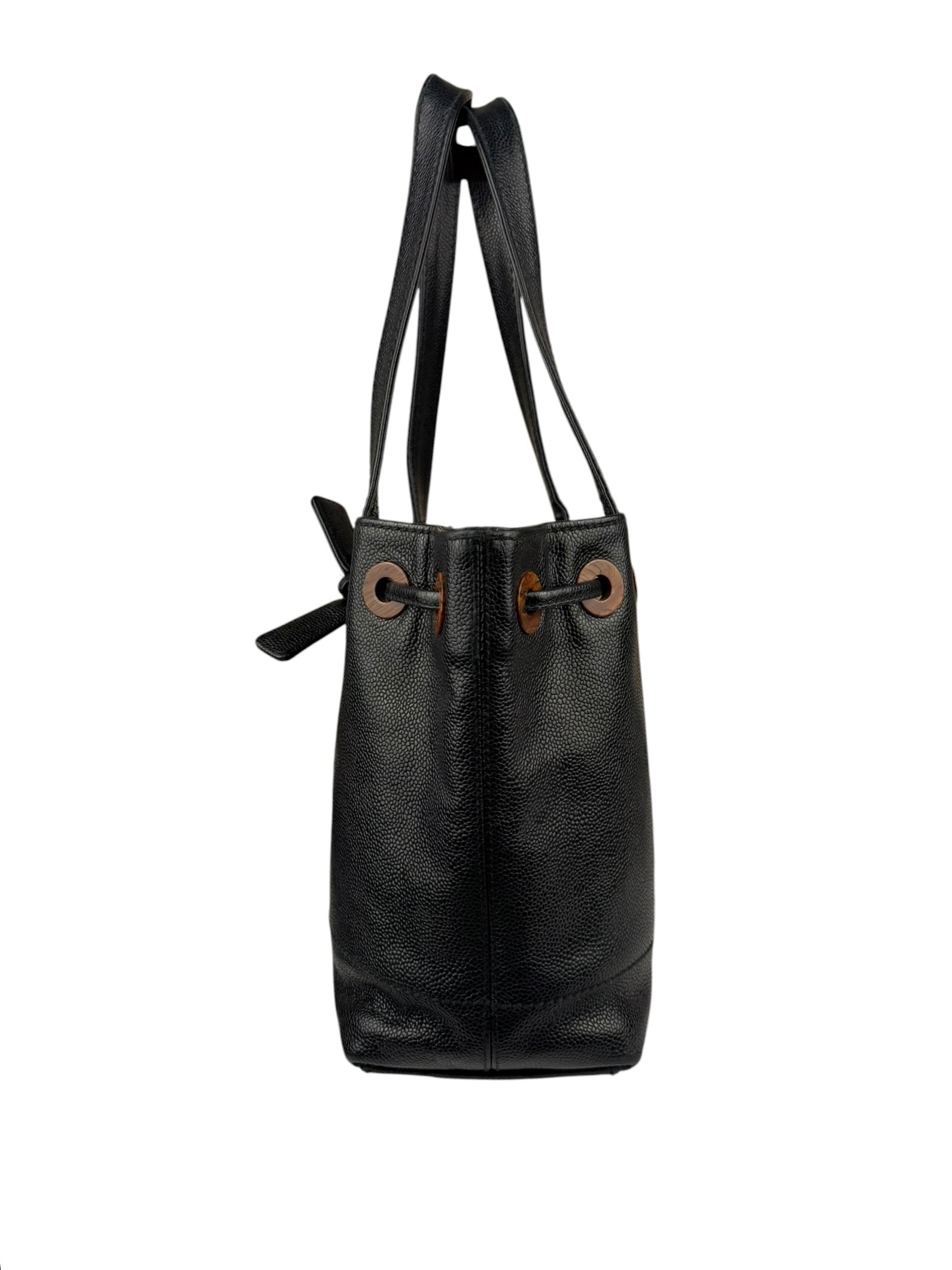 Chanel Black Caviar CC Drawstring Tote Bag 2002