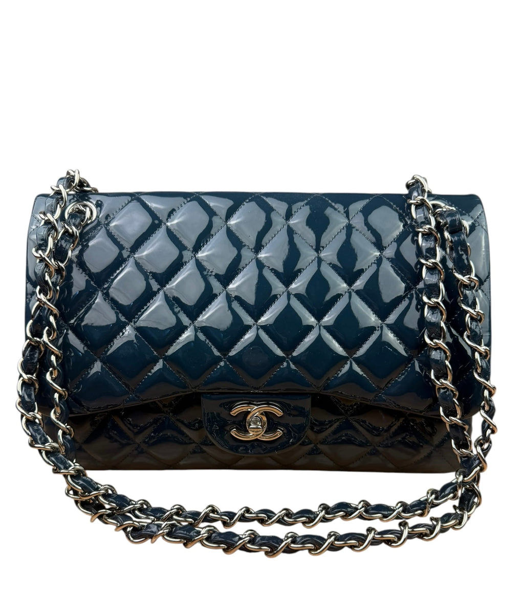 Chanel Dark Turquoise Patent Large Double Flap Bag 2010