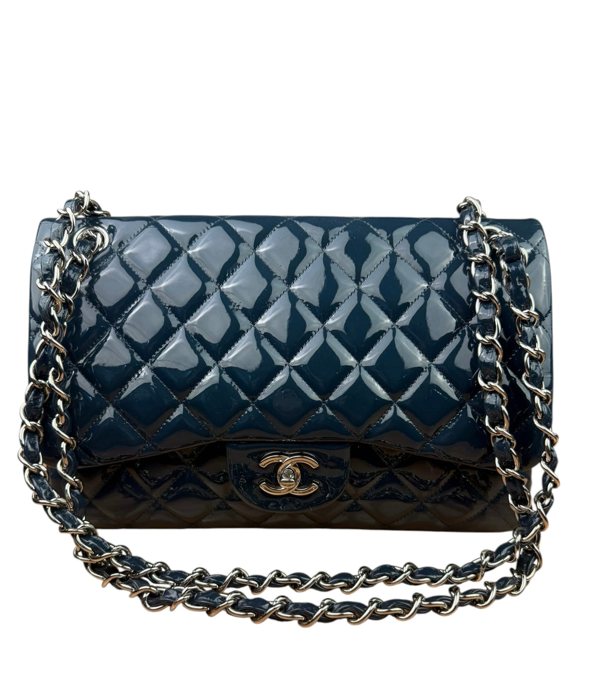 Chanel Dark Turquoise Patent Large Double Flap Bag 2010