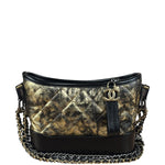Chanel Metallic Gold/Black Leather Small Gabrielle Hobo Bag 1992