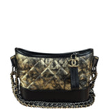 Chanel Metallic Gold/Black Leather Small Gabrielle Hobo Bag 1992