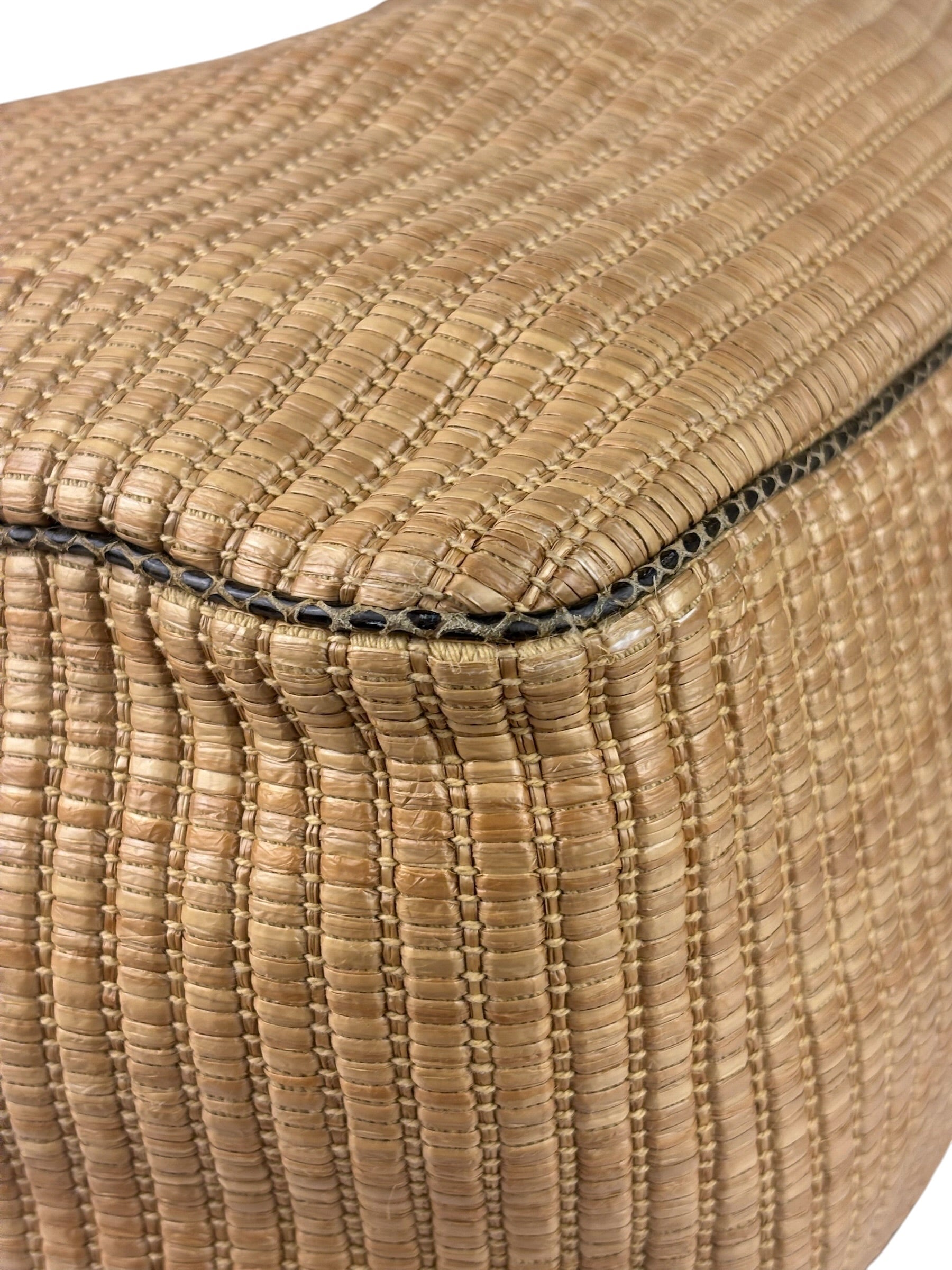 Gucci Brown Snakeskin Trim Large Raffia Positano Tote