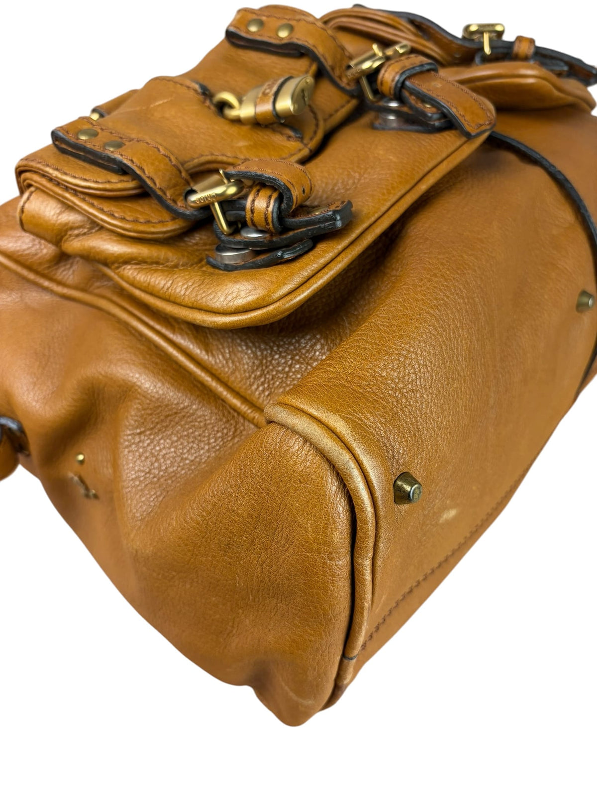 Chloe Brown Leather Pocket Paddington Large Handbag