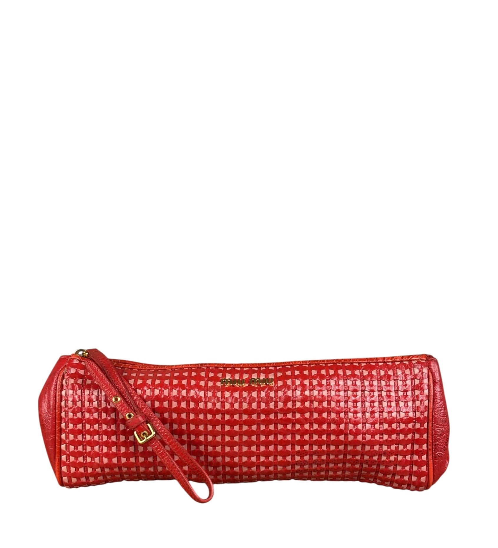 Miu Miu Bicolor Leather Striking Patterned Clutch
