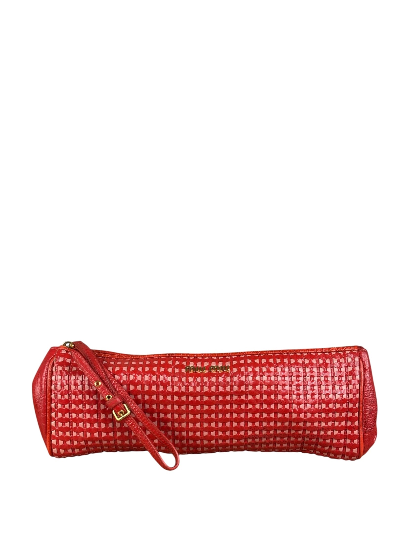 Miu Miu Bicolor Leather Striking Patterned Clutch