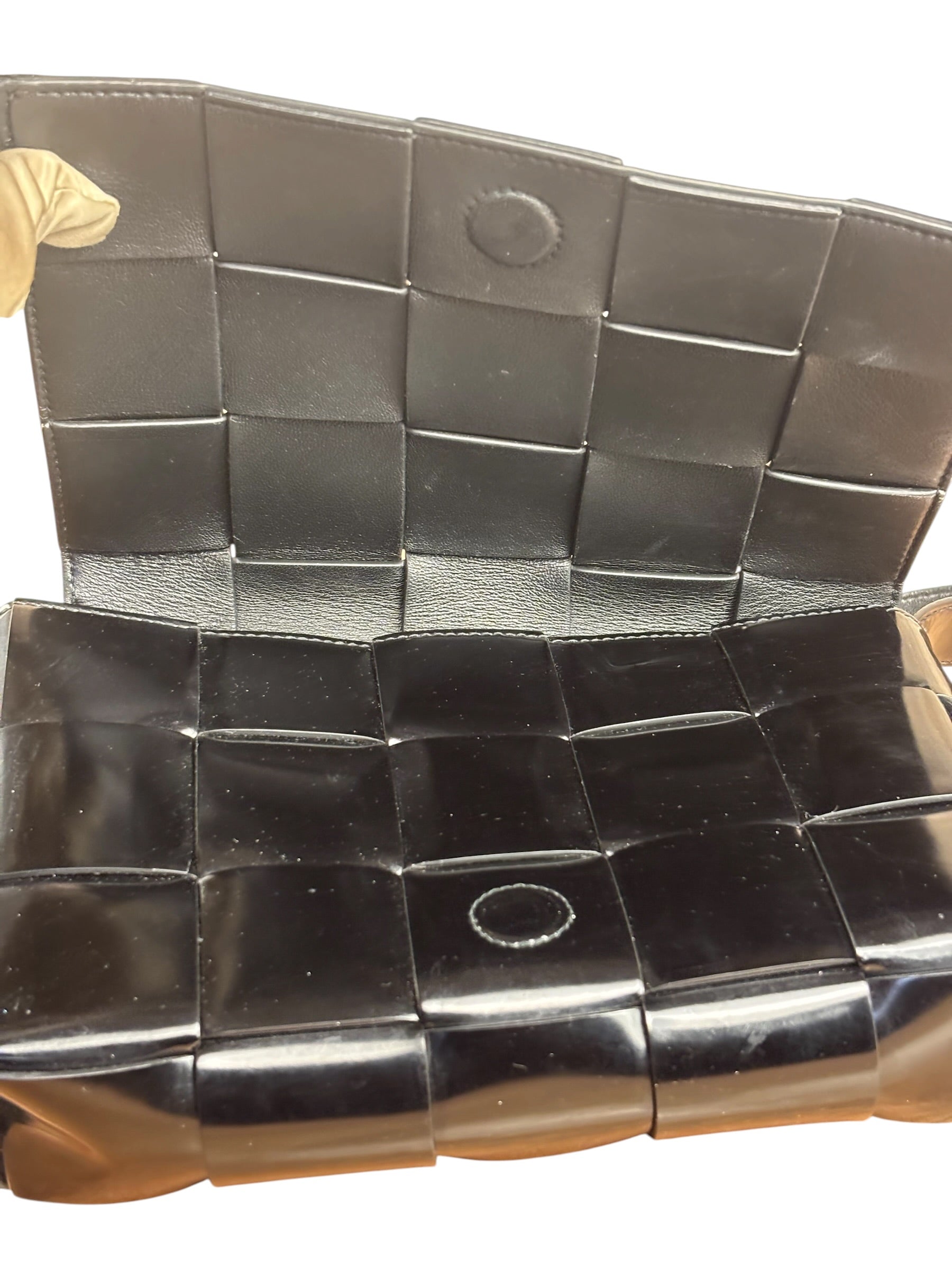 Bottega Veneta Black Leather Maxi Intrecciato Cassette Flap Bag