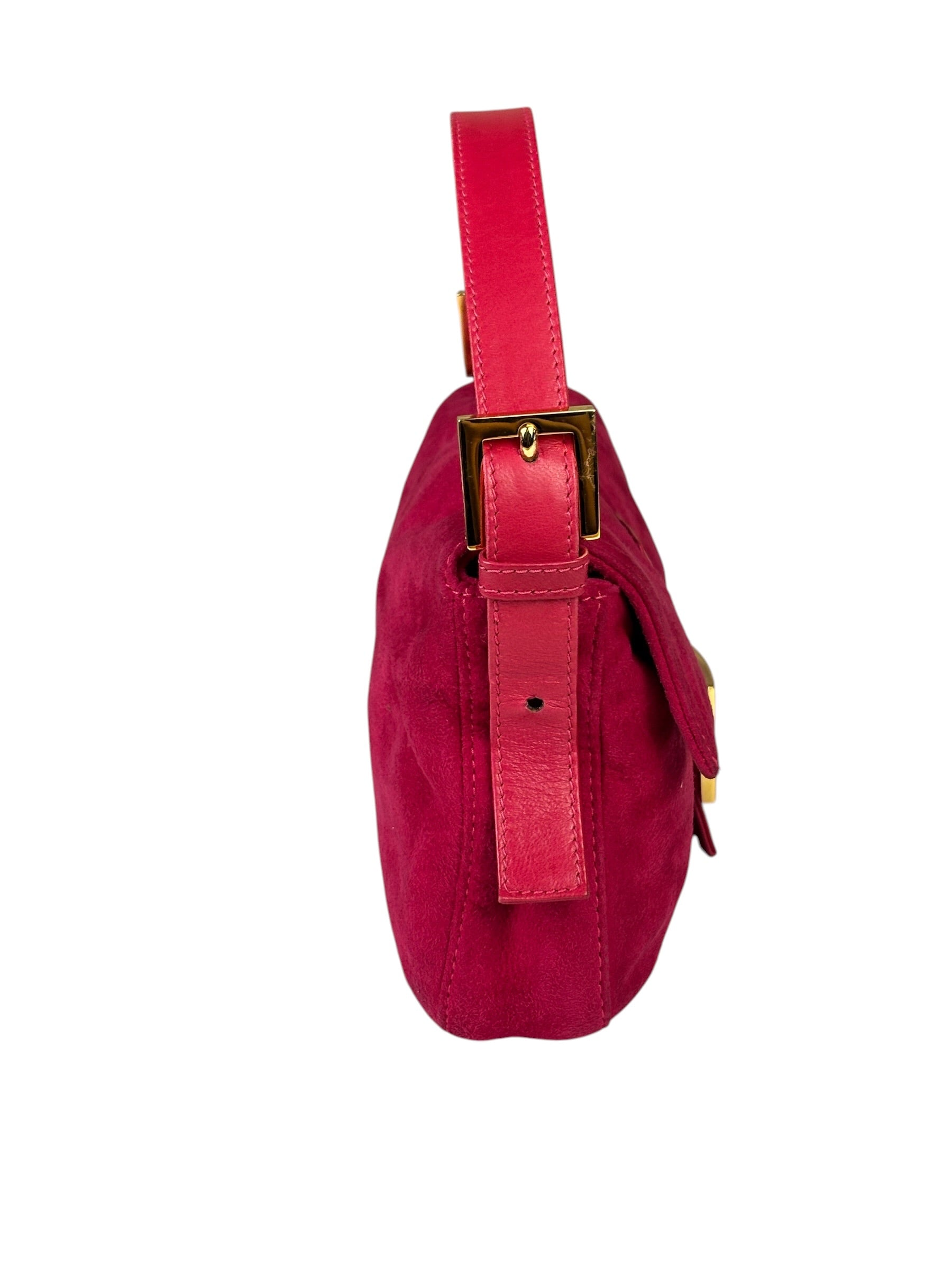Fendi Pink Suede/Leather Trim Baguette