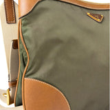 Prada Green/Brown Nylon/Leather Trim Crossbody Bag