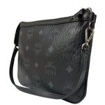 MCM Black Leather Visetos Monogram Pochette