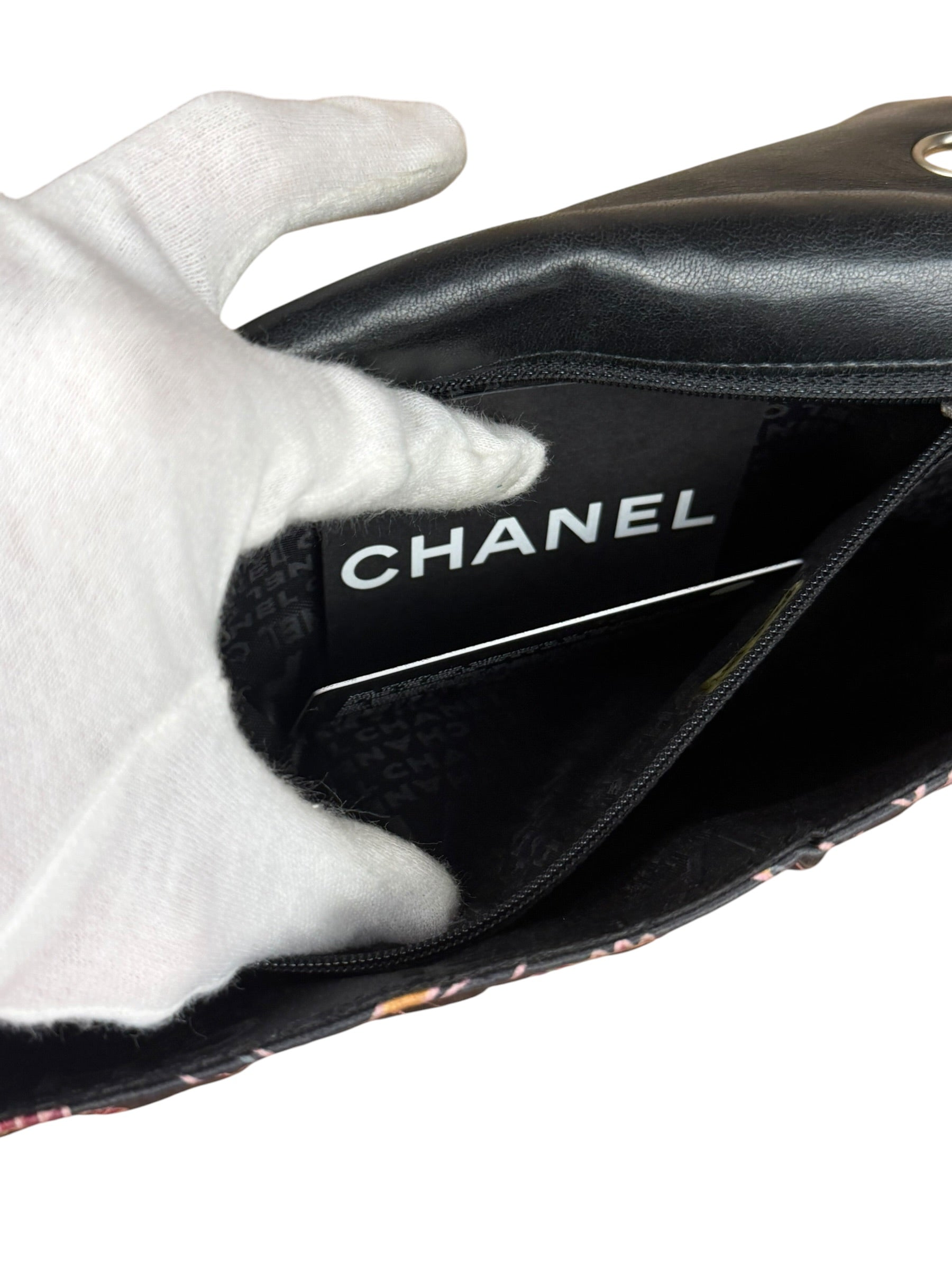 Chanel Lipstick Black Satin Single Flap Bag 2005