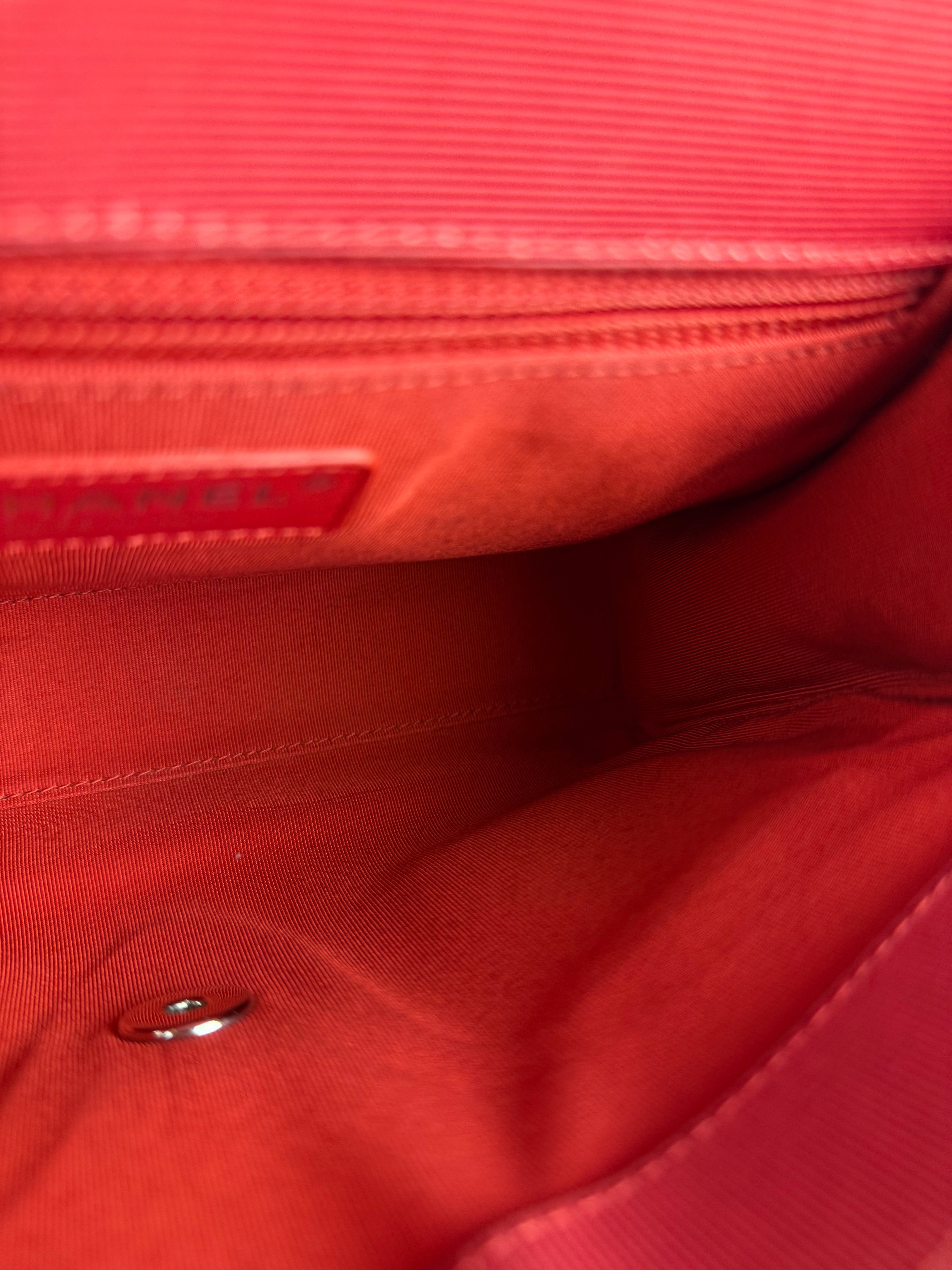 Chanel Red CC Quilted Crumpled Calfskin Flap Bag 2018