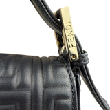 Fendi Black Leather 3D Logo Embossed Baguette