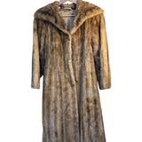 Vintage Long Brown Fur Striped Mink Coat