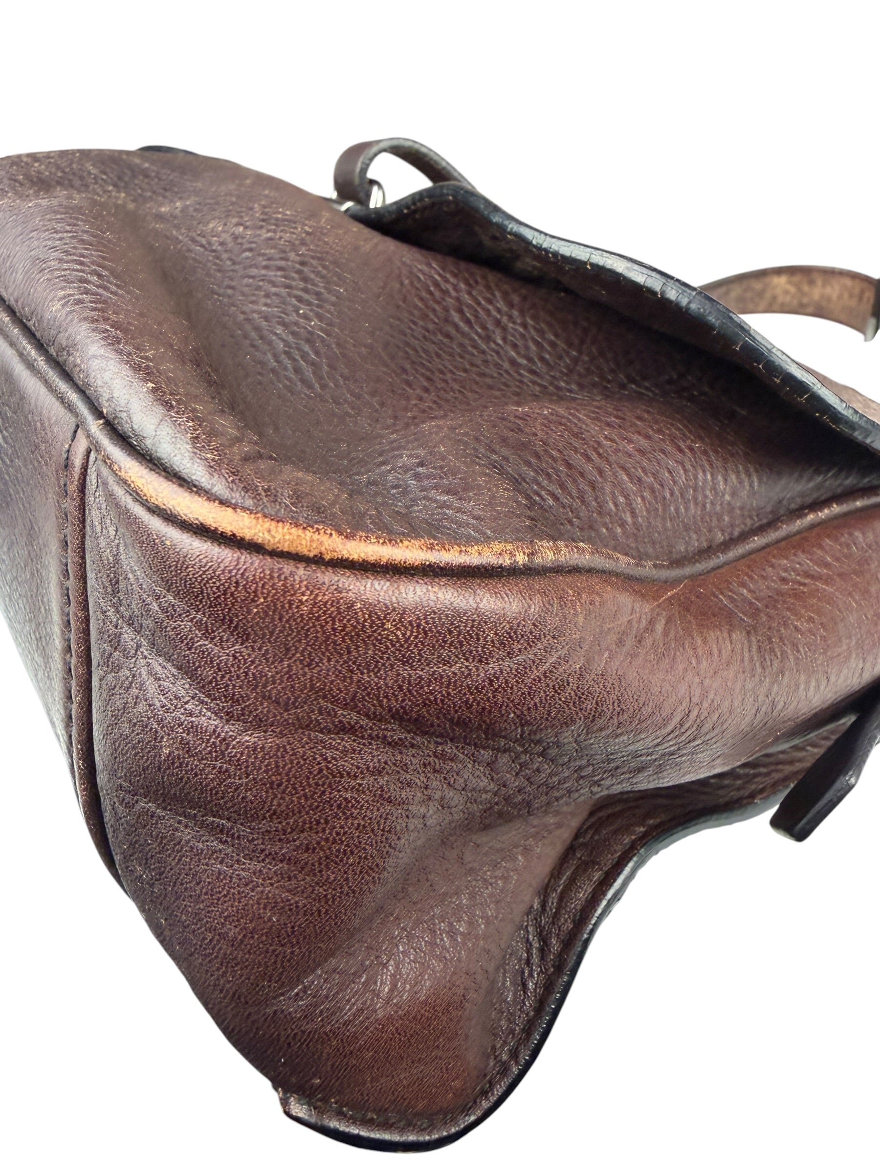 Prada Vintage Brown Leather Cervo Antik Messenger Bag