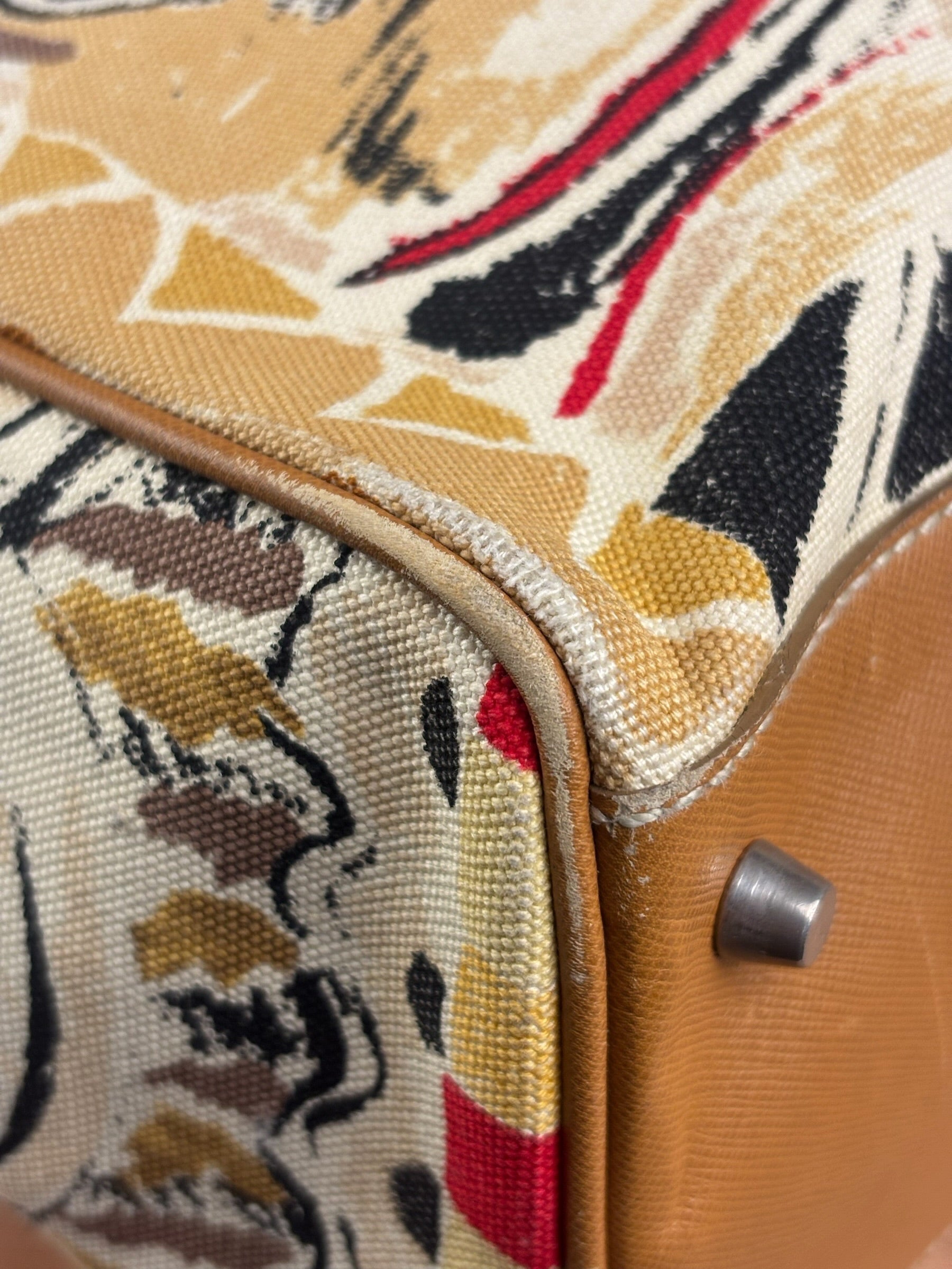 Prada Vintage Limited Edition Venetian Scene Canvas Tote Bag