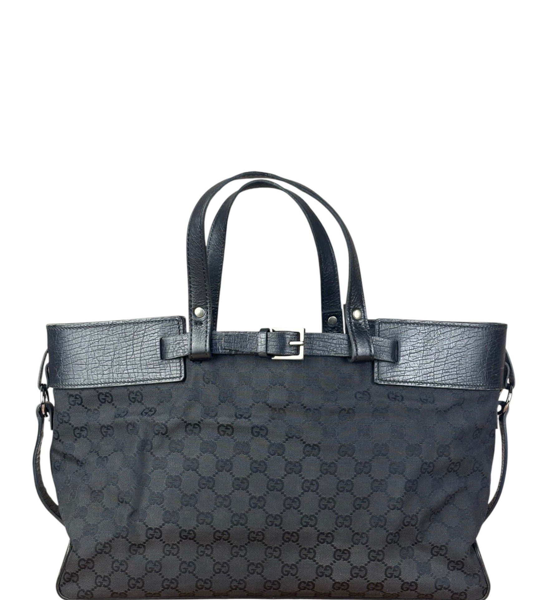 Gucci Black GG Canvas Tote Hand Bag