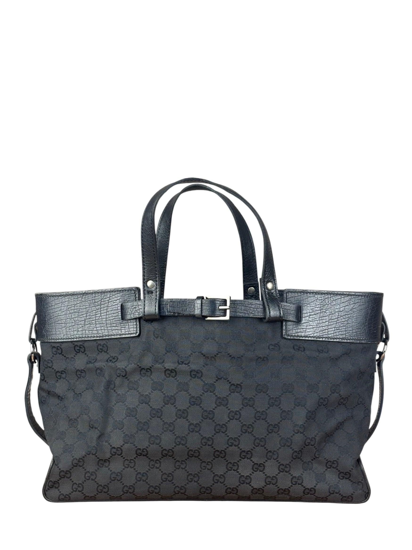 Gucci Black GG Canvas Tote Hand Bag