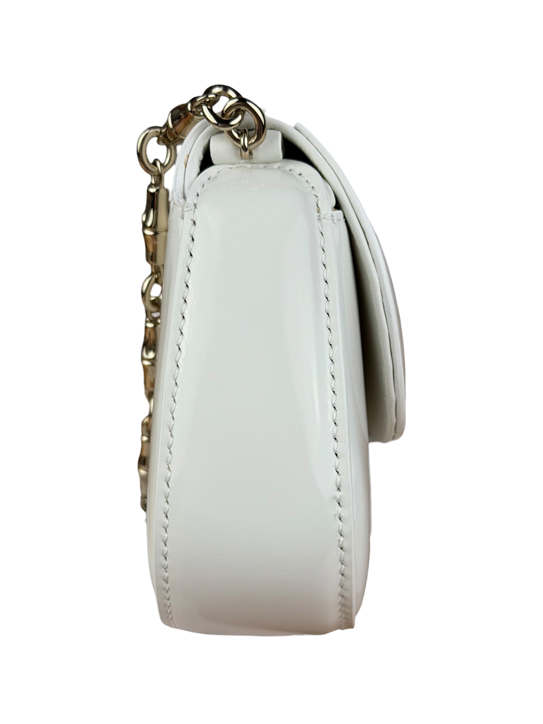Gucci White Leather Bamboo Night Small Clutch/Pochette