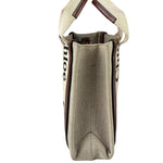 Chloe Beige/Brown Leather Trim Small Woody Two-Way Tote
