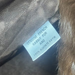 Vintage Brown French Rabbit Fur & Acetate Satin Long Coat