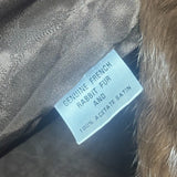 Vintage Brown French Rabbit Fur & Acetate Satin Long Coat