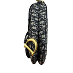 Christian Dior Navy Leather Trim Trotter Saddle Two-Way Bag