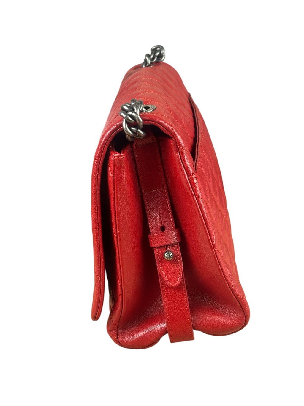 Chanel Red Quilted Lambskin Flap Bag 2015