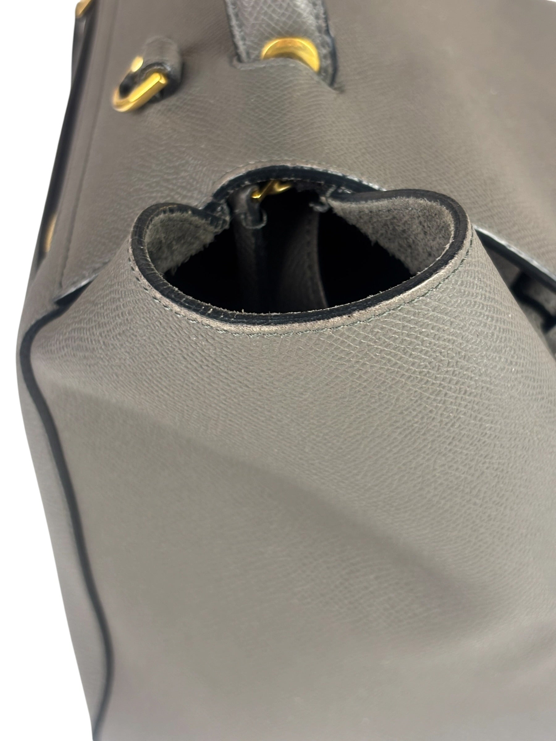 Celine Grey Grained Calfskin Belt Shoulder Bag