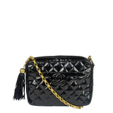 Chanel Black Quilted Patent Leather Camera Bag 1989
