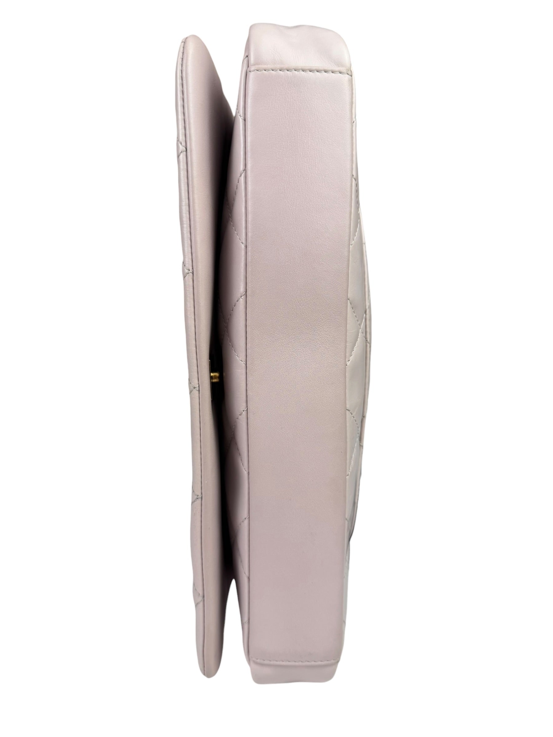 Chanel Light Lilac Calfskin Leather Quilted Flap Chain Bag