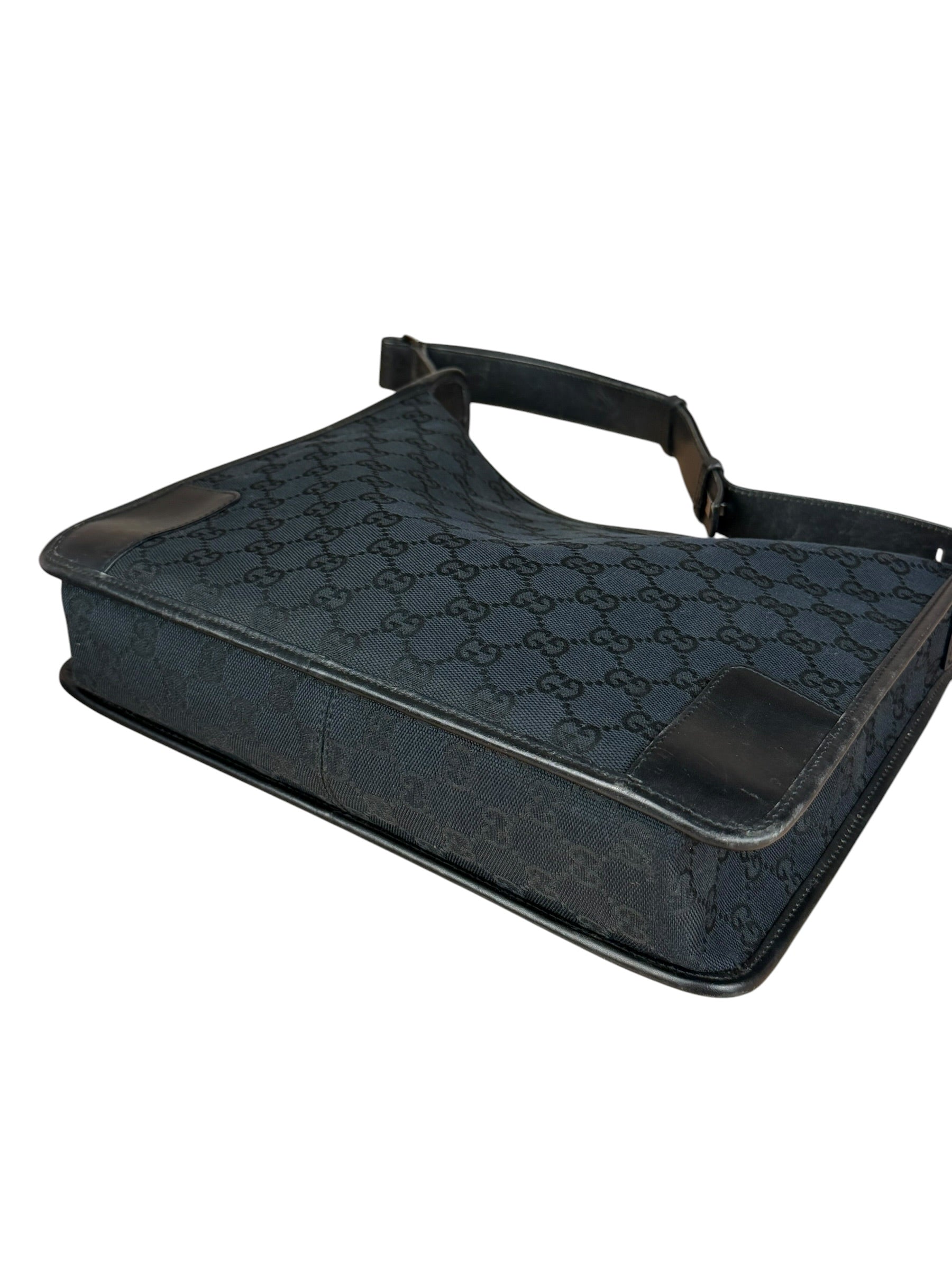 Gucci Vintage Black GG Canvas Shoulder Bag