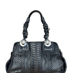 Chloé Vintage Black Leather Python Silverado Shoulder Bag