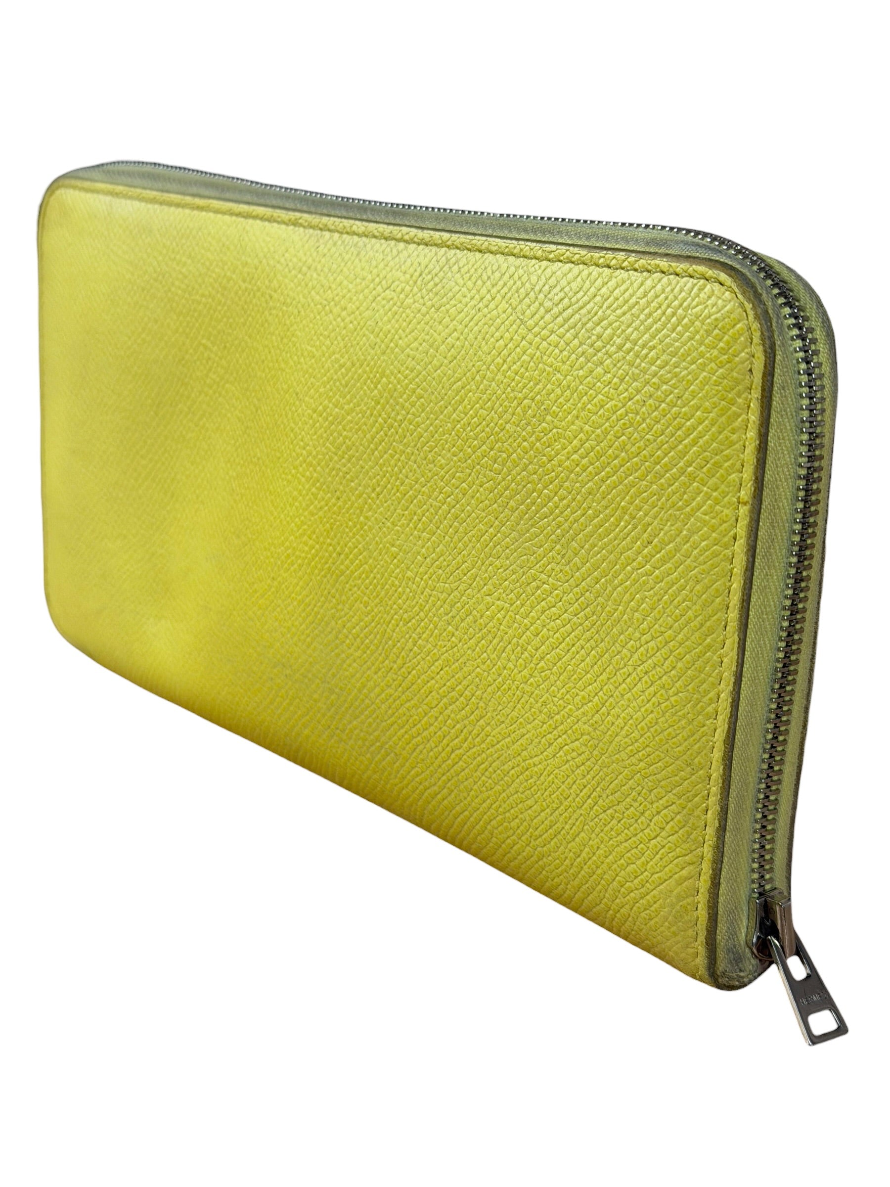 Hermes Yellow Leather Silk'In Classique Long Wallet