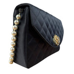 Chanel Black Quilted Satin Gripoix 1986