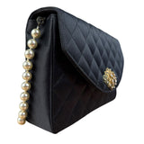 Chanel Black Quilted Satin Gripoix 1986