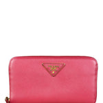 Prada Vintage Pink Saffiano Leather Long Wallet