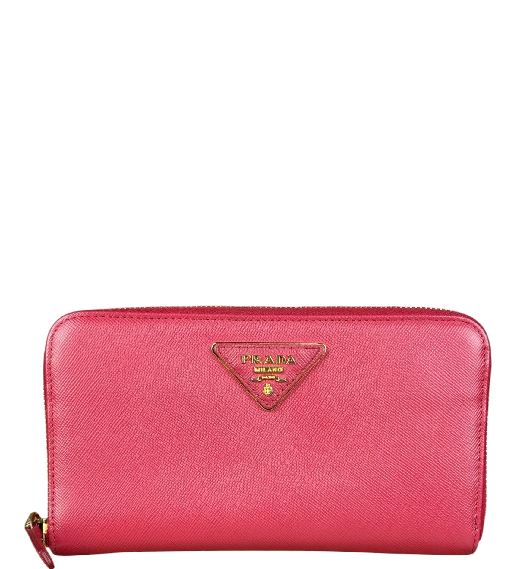 Prada Vintage Pink Saffiano Leather Long Wallet