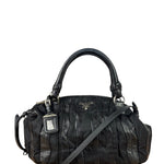 Prada Black Tessuto Nylon/Nappa Leather Waves Two-Way Bag