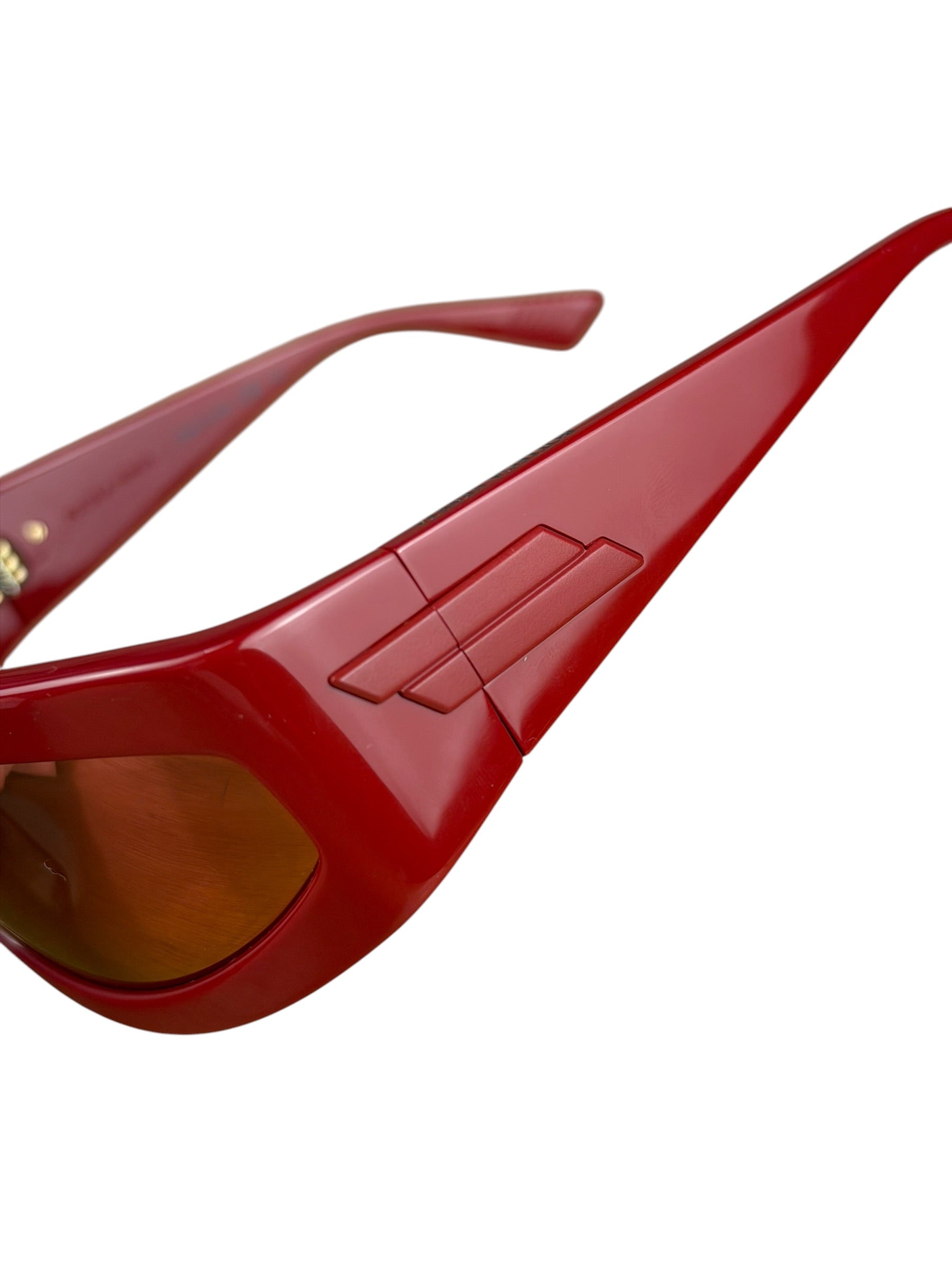 Bottega Veneta Red Shield Frame Sunglasses