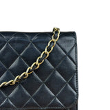 Chanel Black Diamond Stitch Lambskin Square Flap 1988