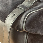 Salvatore Ferragamo Black Rabbit Fur Leather Trim Shoulder Bag