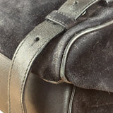 Salvatore Ferragamo Black Rabbit Fur Leather Trim Shoulder Bag