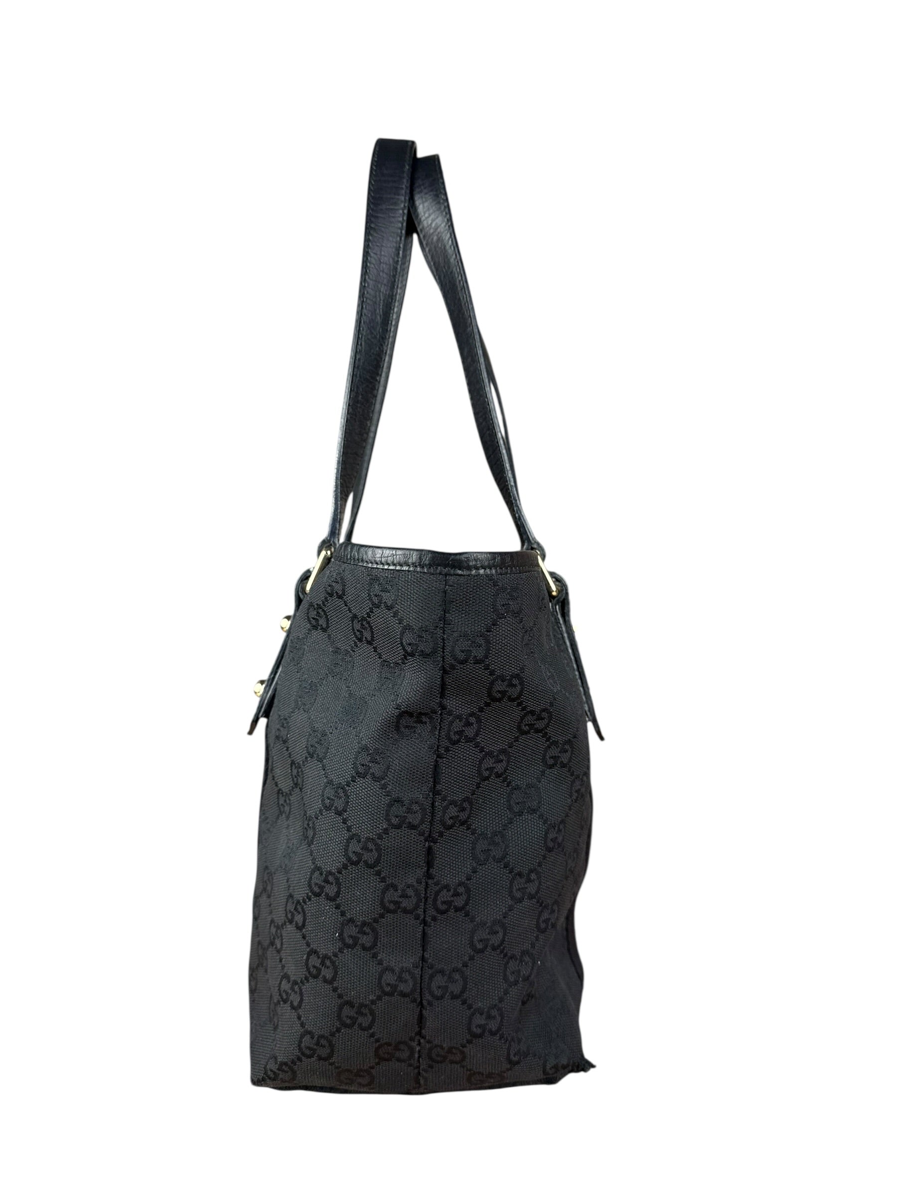 Gucci GG Vintage Black Canvas Shoulder Tote