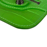 Balenciaga Neon Green Crocodile-Embossed Coin/Card Holder
