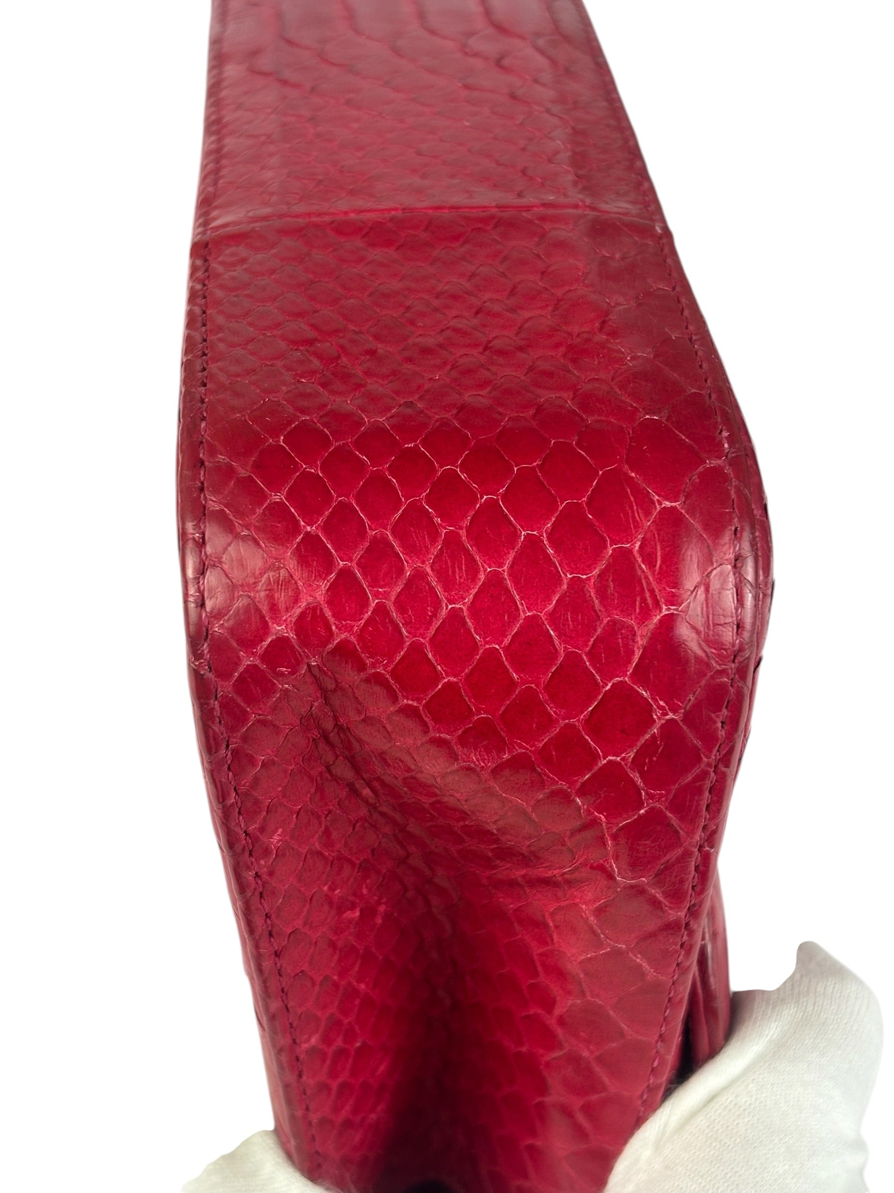 Chanel Classic Double Flap Python Bag Pink 2014