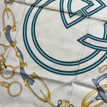 Gucci GG Logo Purple Horsebit Silk Scarf