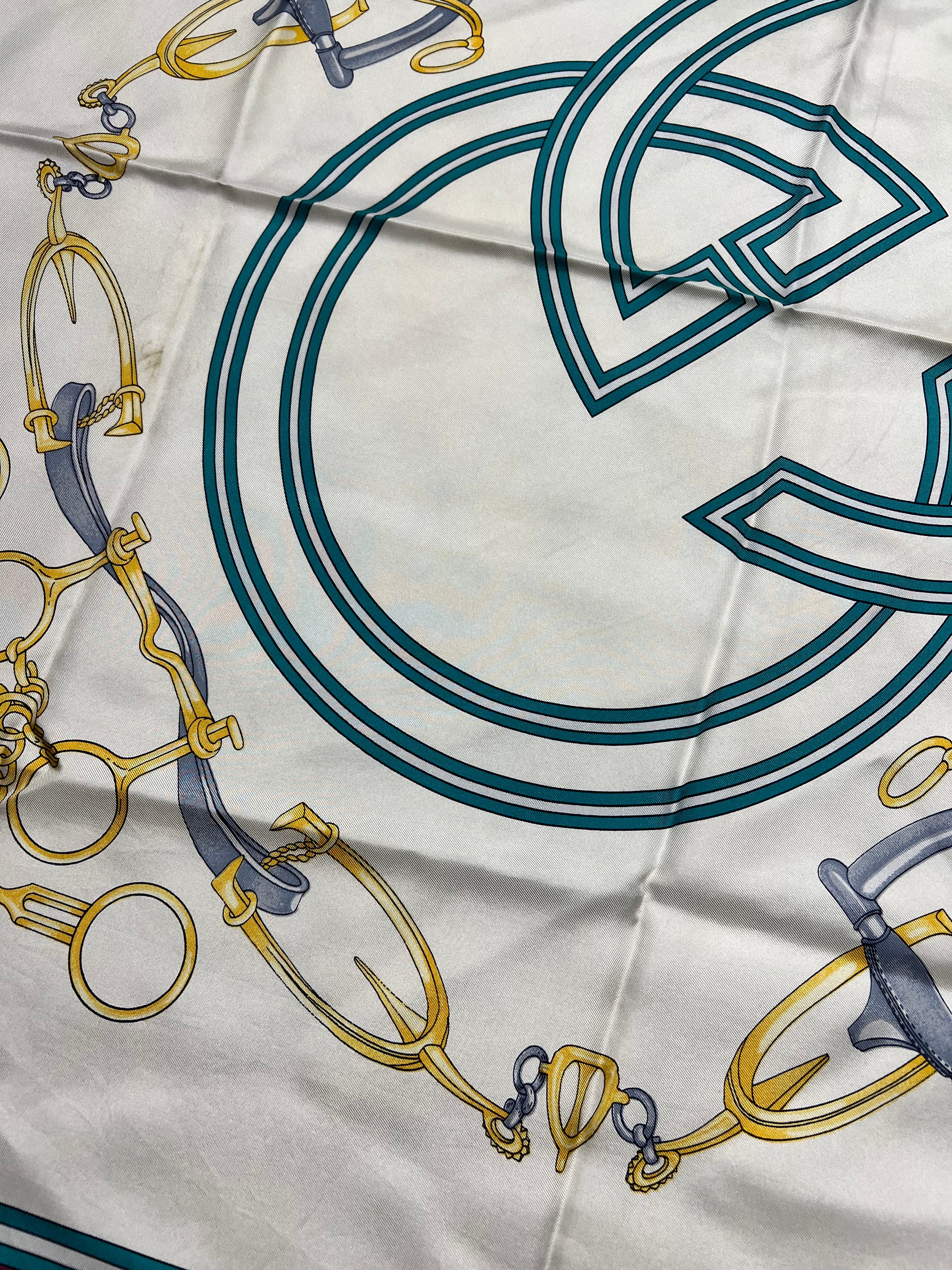 Gucci GG Logo Purple Horsebit Silk Scarf