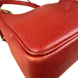 Chanel Red Caviar Leather CC Logo Tote Bag