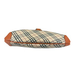 Burberry Orange Leather Trim Nova Check Hobo Bag